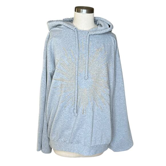 ATU BODY COUTURE Gray Gold Embroidered Pullover Hoodie Women's Size Large - Picture 1 of 9
